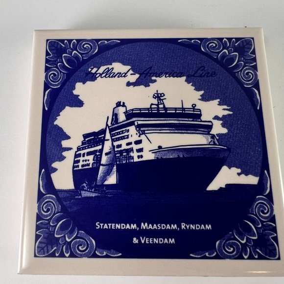 Holland America Line Cruise Ships Ceramic Tiles Souvenir Coasters Lot of 2 - Picture 6 of 9